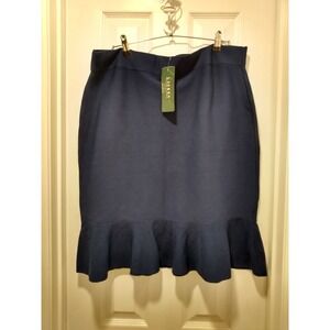 New With Tags Lauren Ralph Lauren Career Capsule Flounce Ruffle Skirt Navy Sz 1X